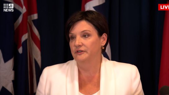 NSW MP Jodi McKay holds back tears after she resigned as NSW Labor leader.