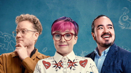 John Safran, Cal Wilson and Adam Liaw in Who the Bloody Hell Are We?