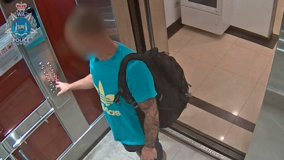 Jonathan David captured on CCTV allegedly leaving his forced hotel quarantine. 