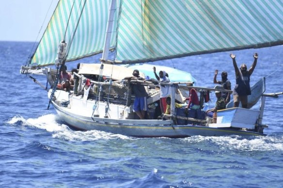 Indonesian fishermen in Rowley Shoals off the coast of Broome in Western Australia last week.