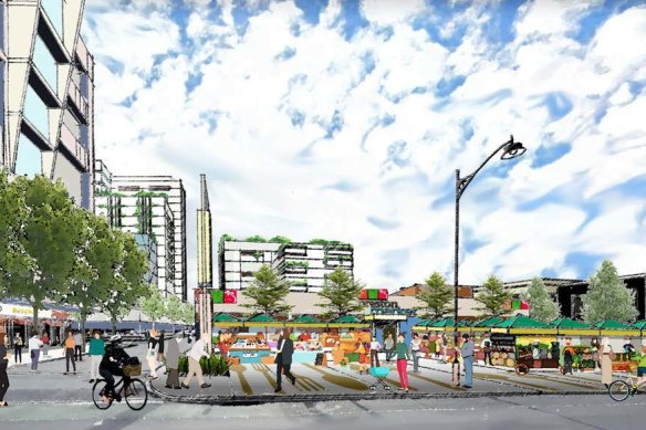 How the Victorian Planning Authority imagines the market could look at the Cramer Street entrance.