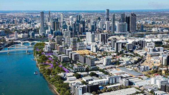 An artist’s impression of a future South Brisbane by development planners Urbis. This is not a council-approved design.