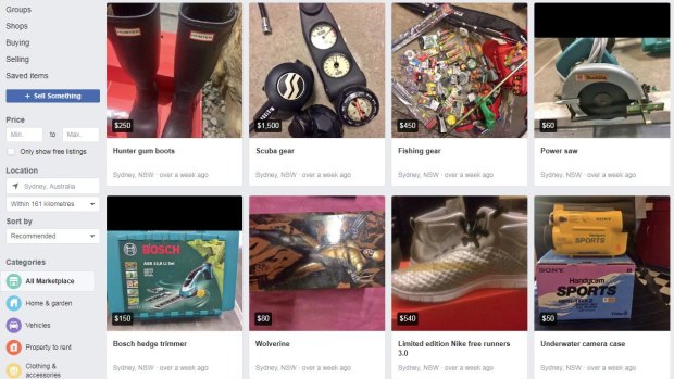 Other products for sale on Mr Weigall's Facebook Marketplace account.