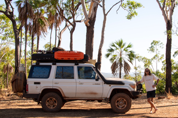 Shayla Mancell, 27, who works in marketing and electrician, Oscar Bird, 30, who are both from the NSW Mid north travelled in a GXL 76 Series Land Cruiser and towed a tinny.