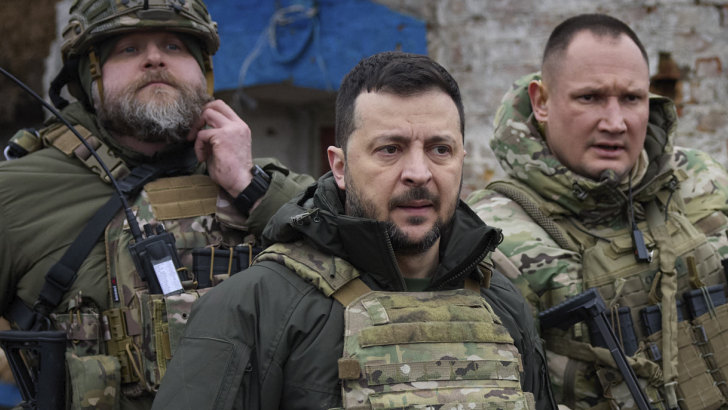 Ukraine President Volodymyr Zelensky visits troops in the frontline Zaporizhzhia region.