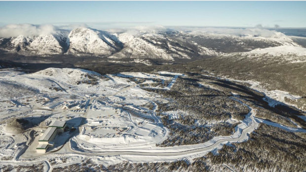 Aerial photograph of the Red Chris gold mine processing plant in Canada.