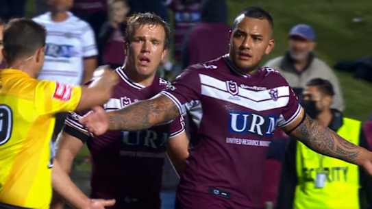 Addin Fonua-Blake was sent off on Sunday night.
