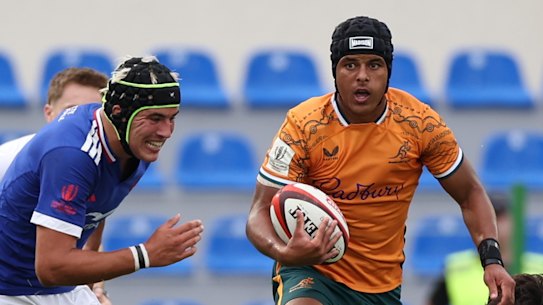 Treyvon Pritchard makes a break against France at the Junior World Championship.
