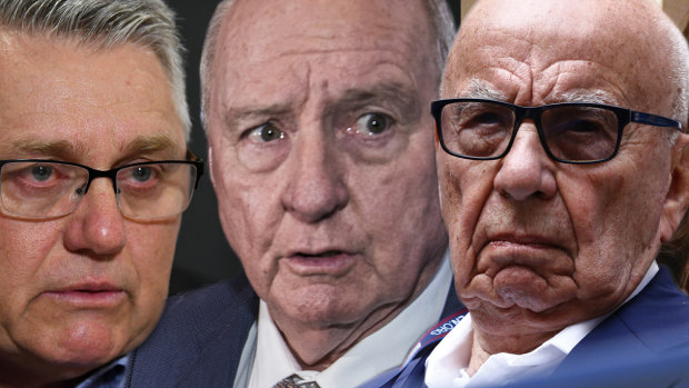 2GB hosts Ray Hadley and Alan Jones, and media mogul Rupert Murdoch.