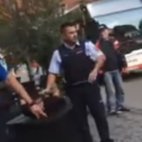 Police arrest a migrant who stabbed people at the Ravensburg town square, Germany, on Friday. Screengrab from You Tube/Remstal Rebell