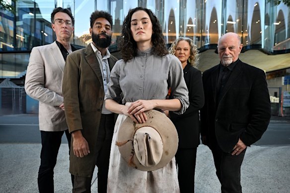 Tahu Matheson (conductor); Marcus Corowa (Yadaka); Nina Korbe (Molly Johnson); Leah Purcell (librettist, director); and George Palmer (composer).