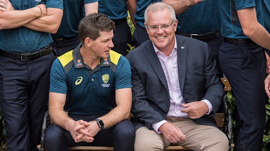 Prime Minister Scott Morrison hosts the Australian and New Zealand cricket teams at Kirribilli House.