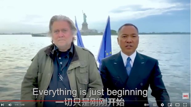 Steve Bannon and Guo Wengui announcing the launch of their venture.