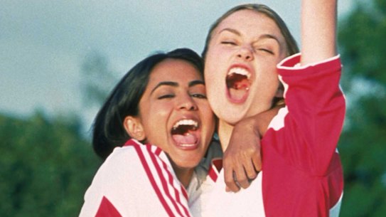 Parminder Nagra, left, in the role of Jess, and Keira Knightley, portraying Jules, in a scene from Bend It Like Beckham.