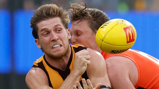 Dylan Moore ended up in hot water on the Hawks’ trip to the USA.