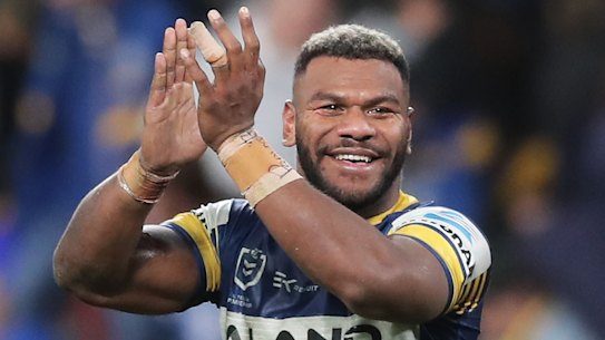 Maika Sivo acknowledges the crowd after a memorable night against the Cowboys.