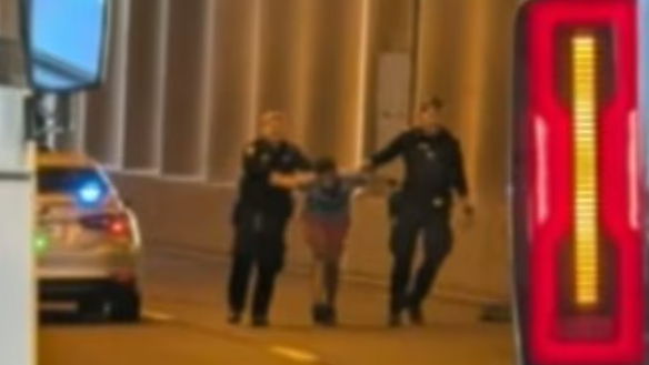 A man in his 20s was taken into custody near the Clem7 tunnel entrance.