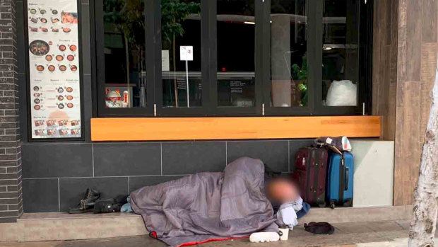 One of the images Lisa Scaffidi tweeted of a man sleeping rough on Murray Street.