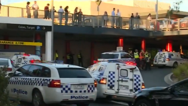 Police at the scene of a shooting at the Waverley Gardens Shopping Centre. 