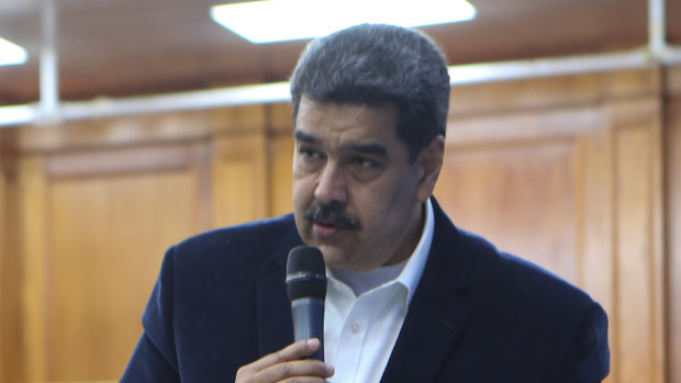 Venezuela President Nicolas Maduro speaking over military equipment that he says was seized during an incursion into Venezuela earlier this month.