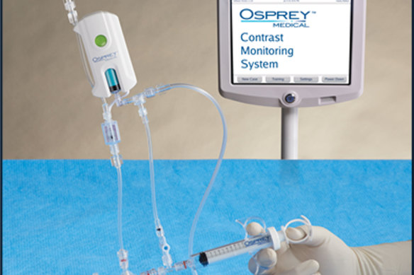 Osprey Medical's DyeVert EZ contrast minimisation devices used by doctors to minimise dye usage in patients when taking pictures of arteries in the brain heart and kidneys. 