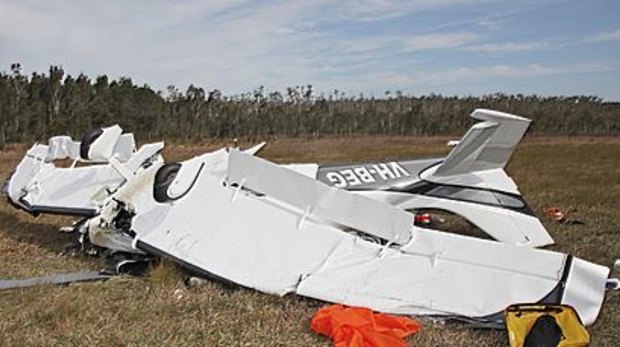 The wreckage of the Sling 4 piston-engine kit plane.