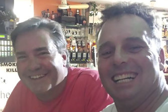 David Harrison, left, died while trying to defend the property of his friend Geoff Purcell, right.