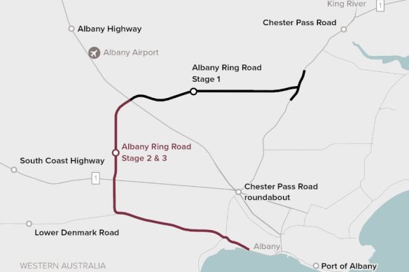 The planned Albany Ring Road. 