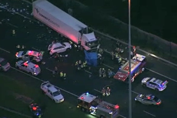 The scene of the Eastern Freeway crash on April 22.