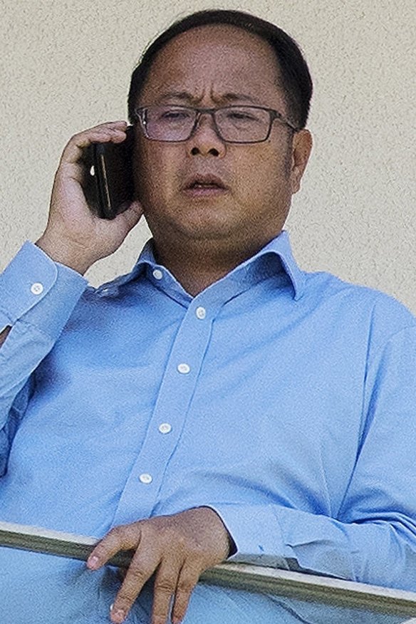 Huang Xiangmo on the balcony of his former Mosman home.
