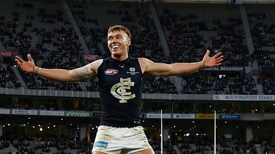 Patrick Cripps kicked a brilliant goal on the way to a best on ground performance against Richmond. 