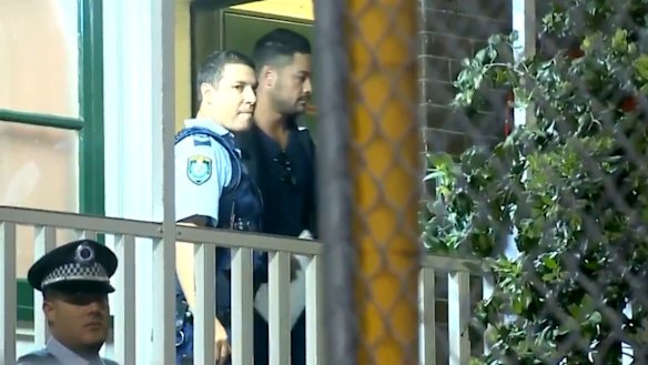 Hayne spent about 10 hours at the police station while his bail conditions were deliberated.
