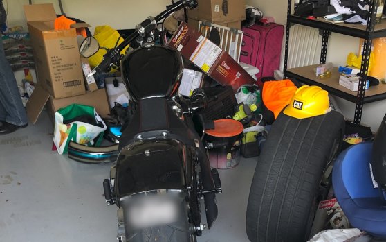 A Harley Davidson motorbike was also found during the alleged bikie bust.