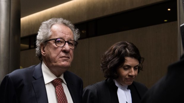 Geoffrey Rush outside the Federal Court during his defamation trial against The Daily Telegraph.