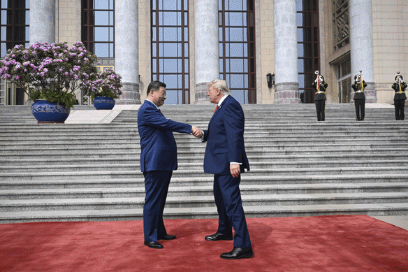 Donald Trump e Xi Jinping reúnem-se em Pequim.