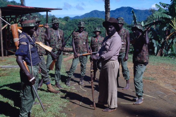 Meeting rebel leader Francis Ona.