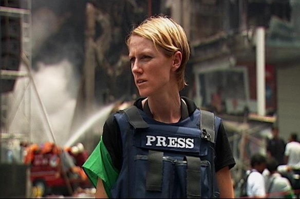 Zoe Daniel on assignment as a reporter.