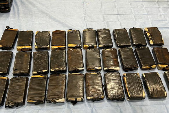 The 50 kilograms of cocaine allegedly seized by police.