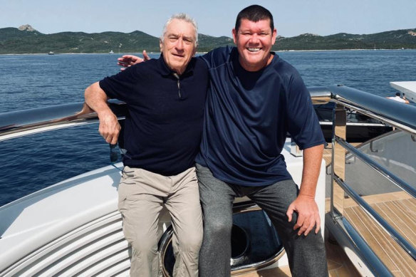 Image rehab: Robert De Niro and James Packer aboard the billionaire’s $250 million superyacht last month.
