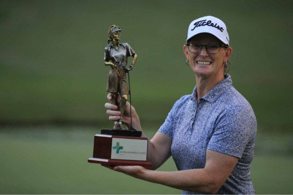 Australian golfer Breanna Gill celebrates her 2023 Australian Women’s Classic win on Sunday.