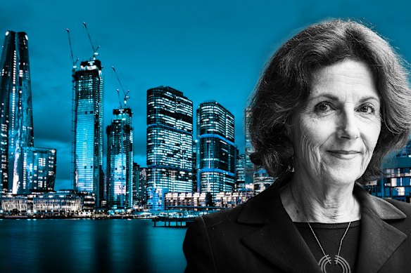 Helen Lochhead and Barangaroo skyline.