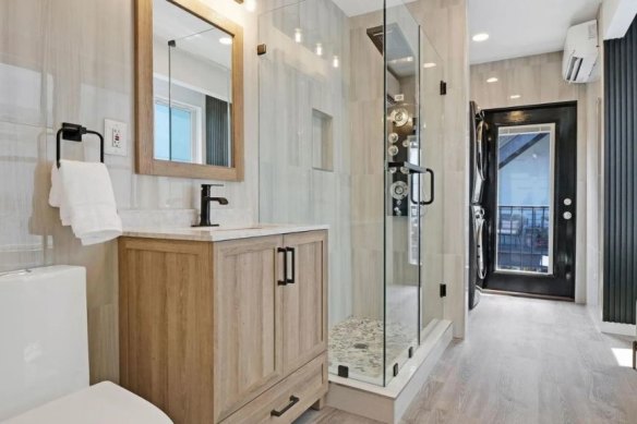 The skinny home comes with a skinny sink.