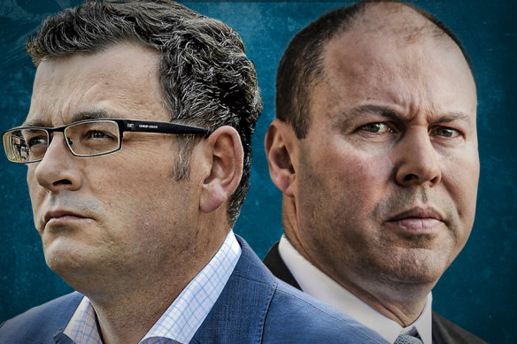 War of words: Daniel Andrews and Josh Frydenberg spar over financial assistance.