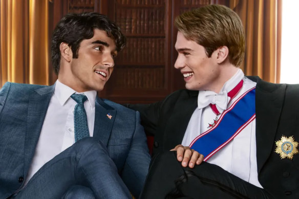 Taylor Zakhar Perez (left) and Nicholas Galitzine in Red, White and Royal Blue.