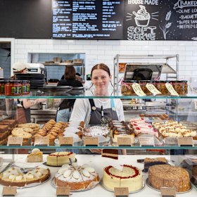 Candied Bakery’s impressive display cabinet.