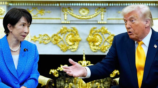 Japanese Prime Minister Sanae Takaichi with Donald Trump.