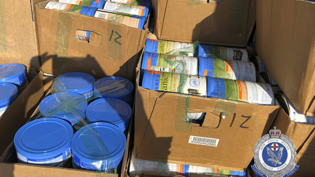 The baby formula haul, seized by police August 2018.