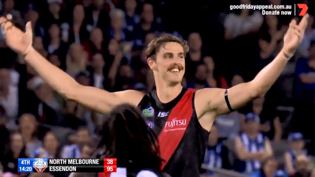Joe Daniher after booting a monster goal this year.