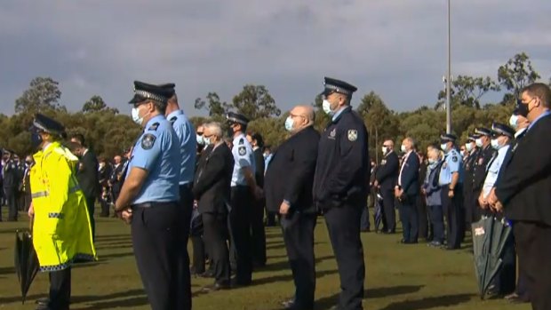 The gathered police officers in the nearby Burpengary sport field.