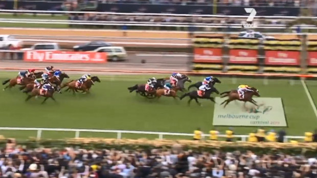 Flashback: Dunaden held on by the narrowest of margins to win the 2011 Melbourne Cup.